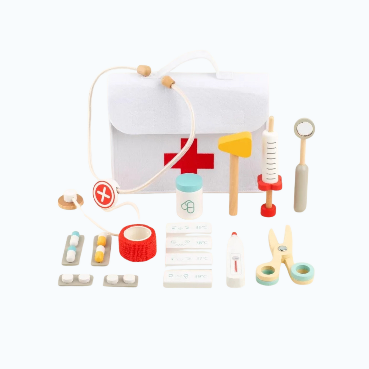 Pretend play doctor set for toddlers with stethoscope and thermometer