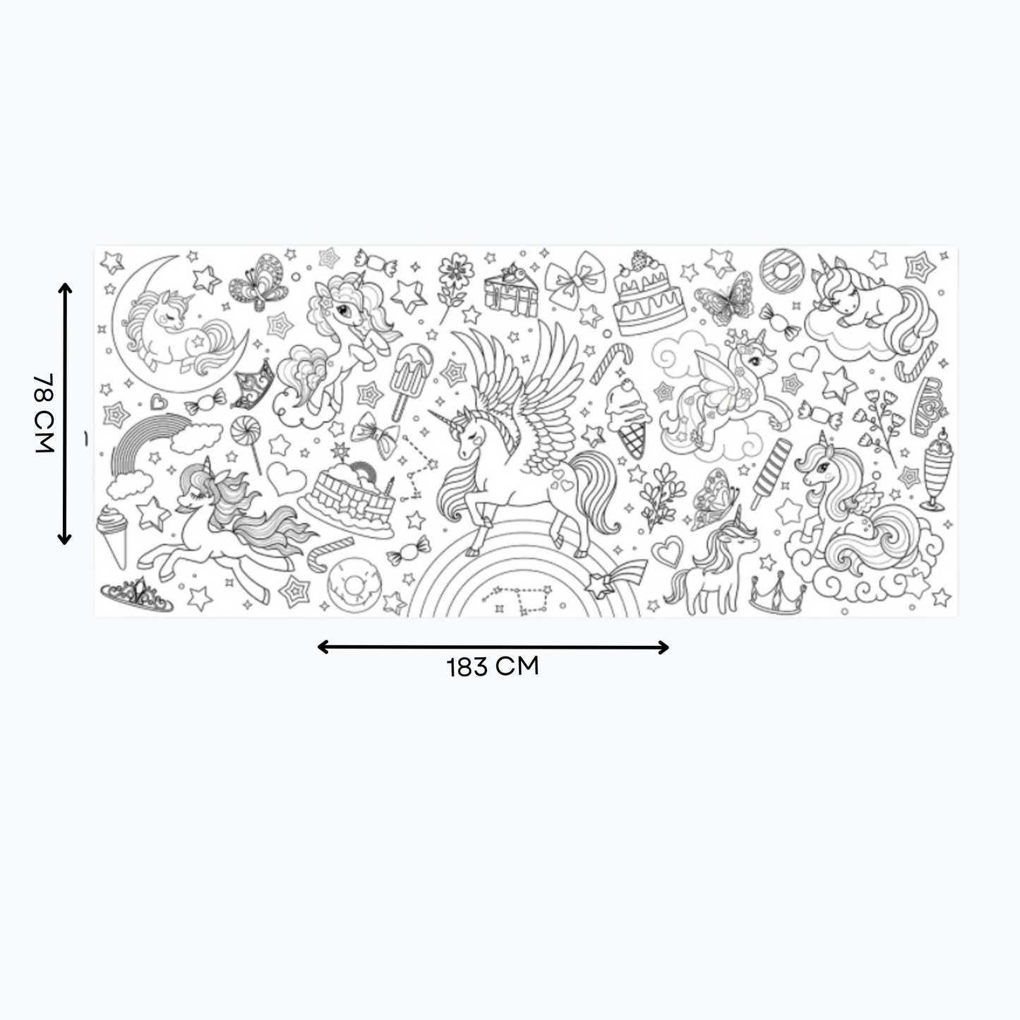 Unicorn Colour-In Giant Paper Tablecloth – Kids’ Party Activity Poster