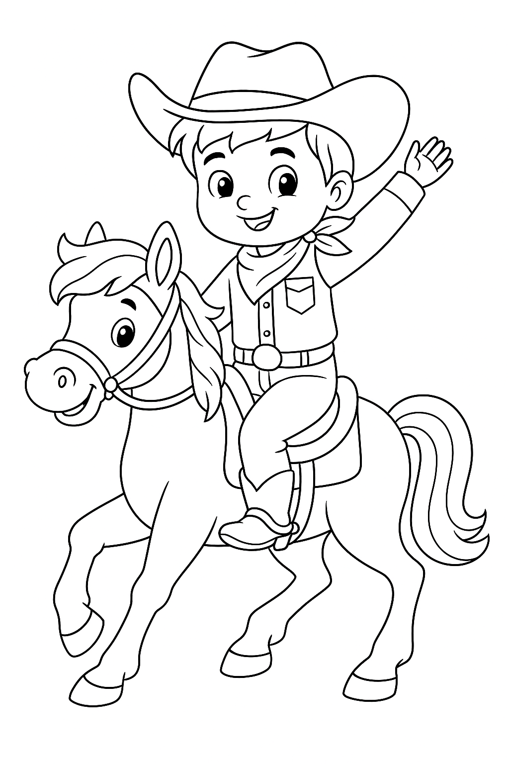 boys colouring cowboy on horse activity download