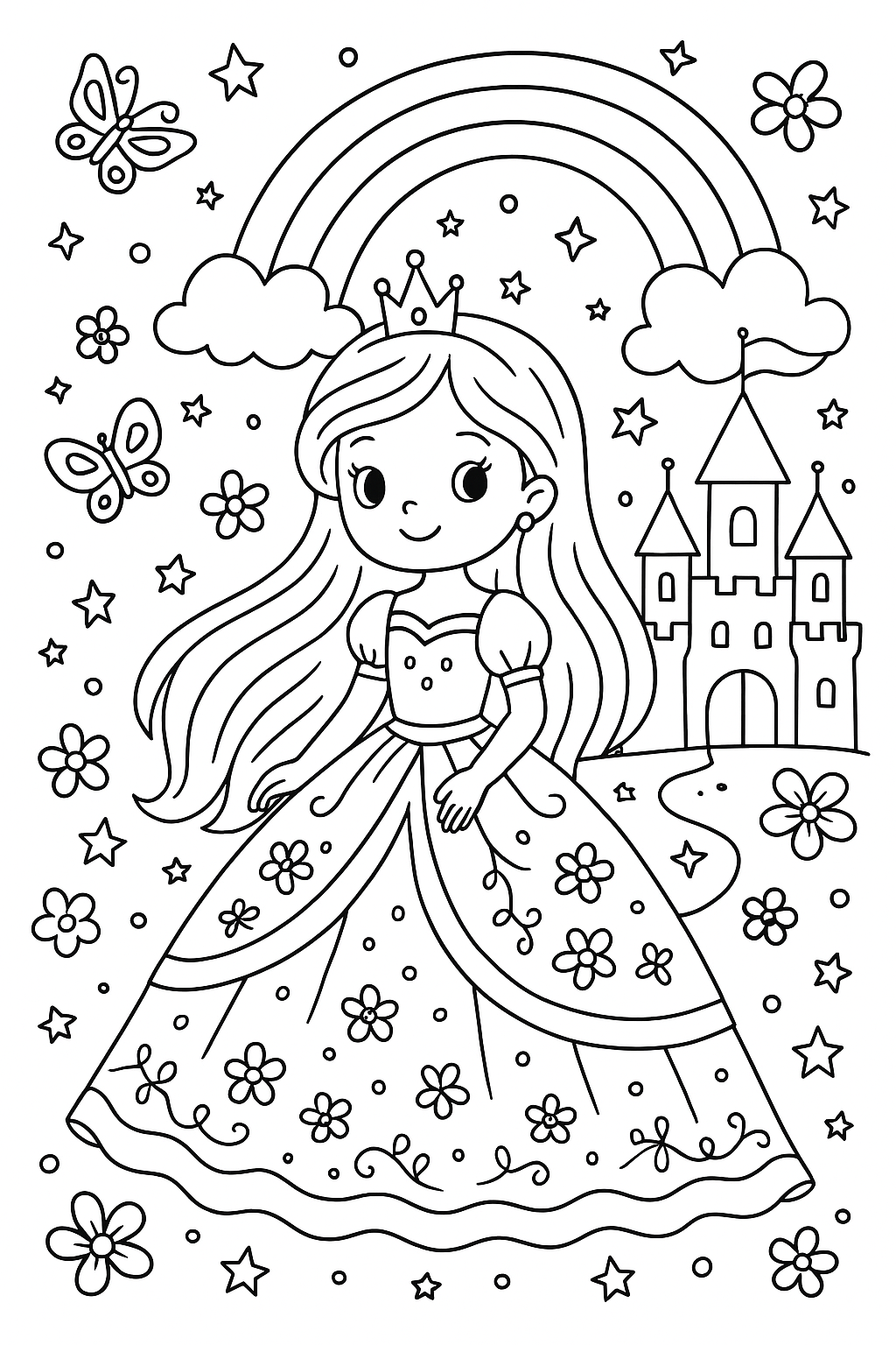 Magical Colouring Pages for Girls – Unicorns, Princesses, Mermaids & More (Digital Download)