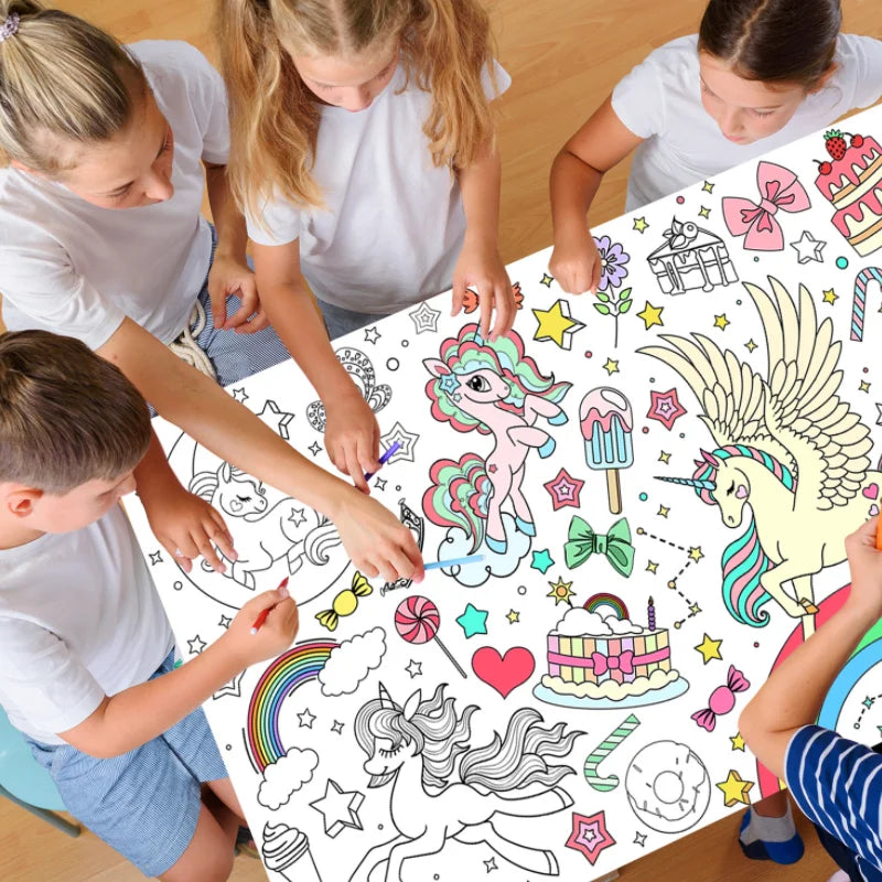 Unicorn Colour-In Giant Paper Tablecloth – Kids’ Party Activity Poster