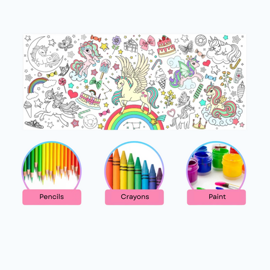 Unicorn Colour-In Giant Paper Tablecloth – Kids’ Party Activity Poster