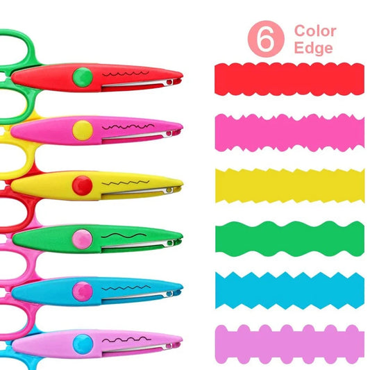 6-Piece Wavy Pattern Scissors Set – Child-Safe Craft Scissors for Paper Cutting