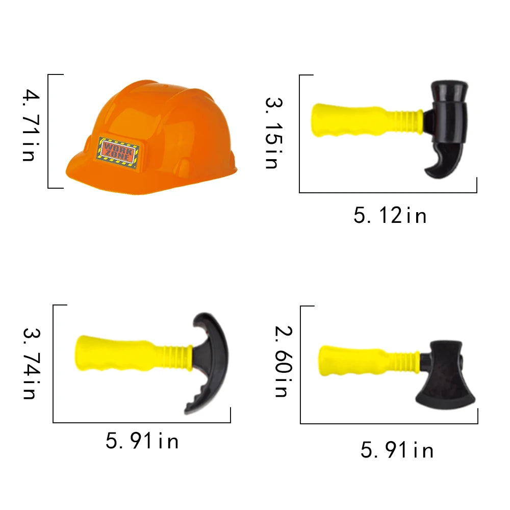 Construction Worker Costume for Boys, Pretend Builder Outfit for Kids, Role Play Dress Up